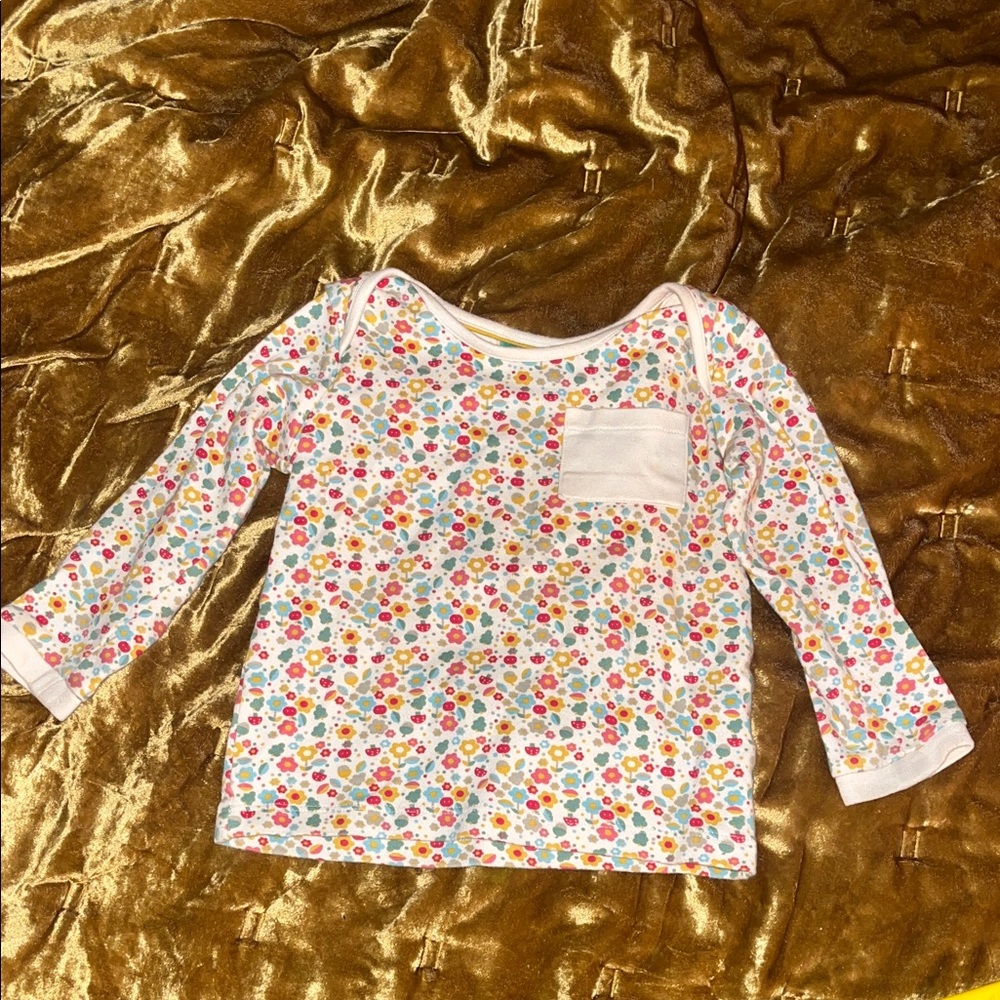 Little Green Radicals Multicolor Floral Dot Long Sleeve Tee with Pocket